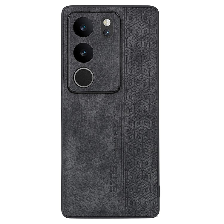 AZNS For vivo S17 Pro 5G / S17 5G Mobile Phone Case Anti-Scratch Imprinted PU Leather+TPU Phone Cover - Black