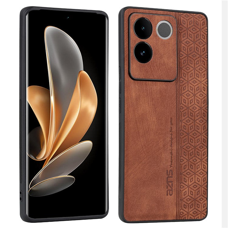 AZNS For vivo S17e 5G Imprinted PU Leather+TPU Case Anti-drop Phone Cover - Brown