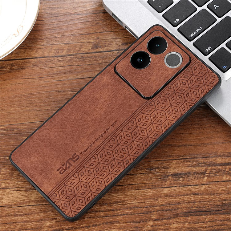 AZNS For vivo S17e 5G Imprinted PU Leather+TPU Case Anti-drop Phone Cover - Brown