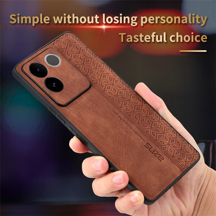 AZNS For vivo S17e 5G Imprinted PU Leather+TPU Case Anti-drop Phone Cover - Brown