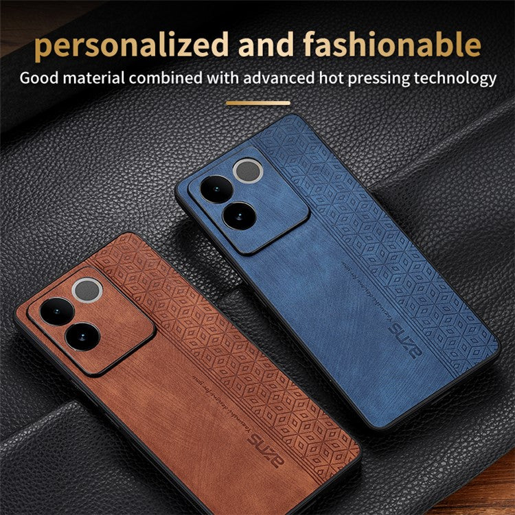 AZNS For vivo S17e 5G Imprinted PU Leather+TPU Case Anti-drop Phone Cover - Brown