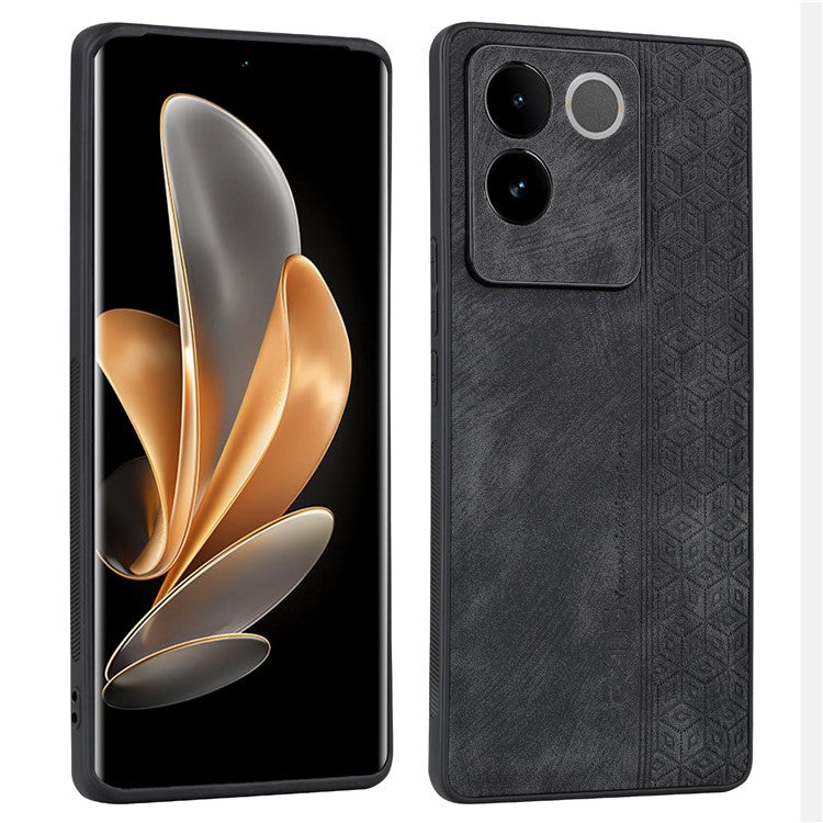 AZNS For vivo S17e 5G Imprinted PU Leather+TPU Case Anti-drop Phone Cover - Black