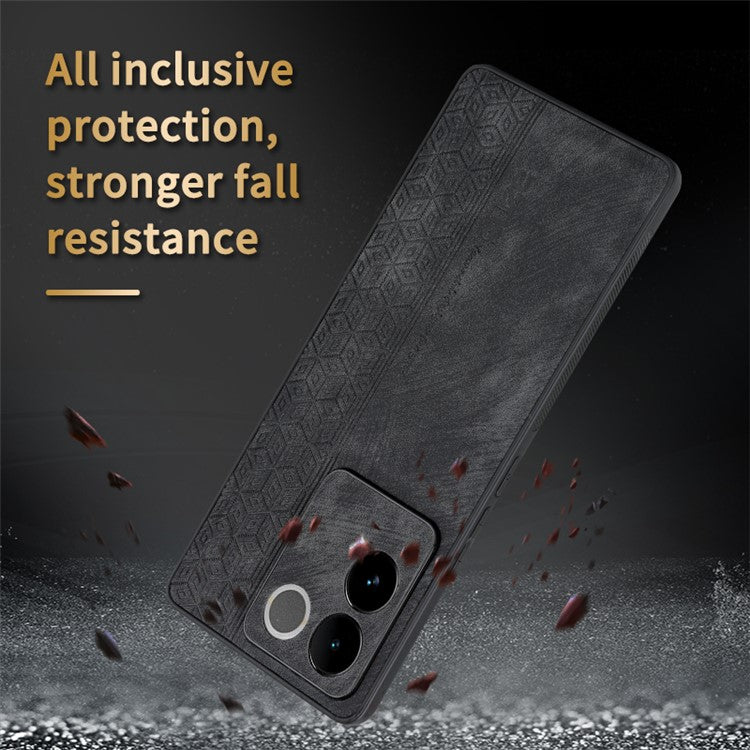 AZNS For vivo S17e 5G Imprinted PU Leather+TPU Case Anti-drop Phone Cover - Black