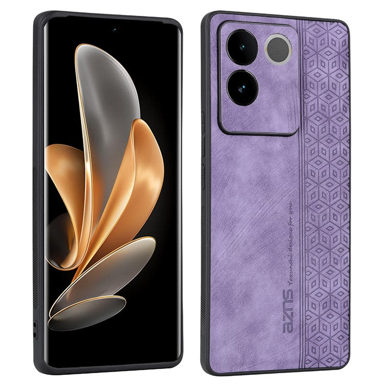 AZNS For vivo S17e 5G Imprinted PU Leather+TPU Case Anti-drop Phone Cover - Purple