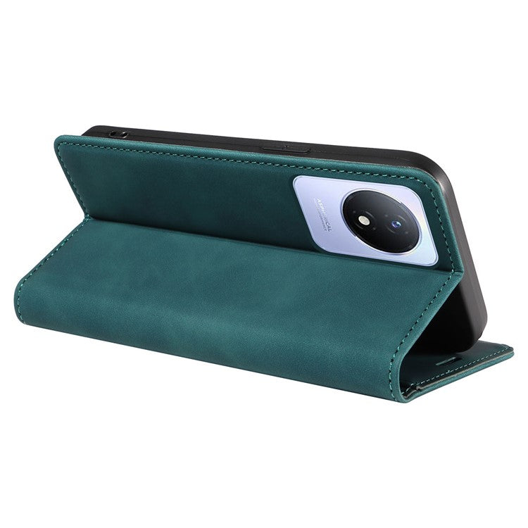 BETOPNICE 003 Leather Phone Case for vivo Y02 4G / Y11 (2023) / Y02A 4G , RFID Blocking Wallet Stand Cover - Green