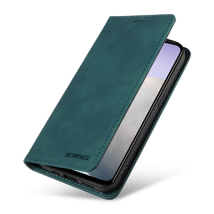 BETOPNICE 003 Leather Phone Case for vivo Y02 4G / Y11 (2023) / Y02A 4G , RFID Blocking Wallet Stand Cover - Green