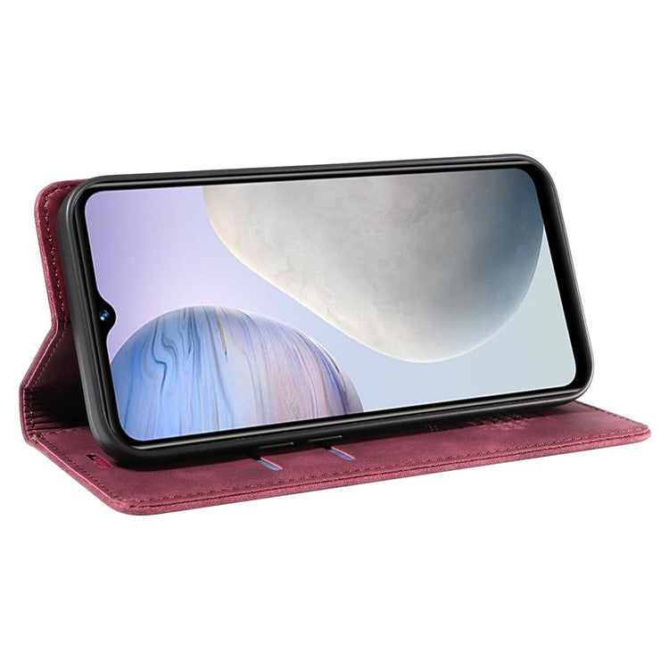 BETOPNICE 003 Leather Phone Case for vivo Y02 4G / Y11 (2023) / Y02A 4G , RFID Blocking Wallet Stand Cover - Red