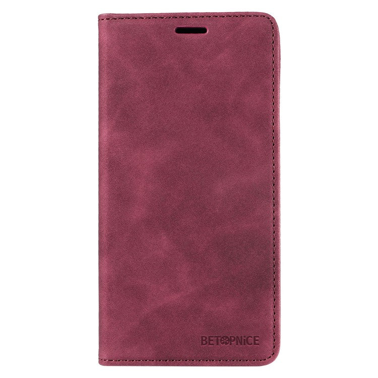 BETOPNICE 003 Leather Phone Case for vivo Y02 4G / Y11 (2023) / Y02A 4G , RFID Blocking Wallet Stand Cover - Red