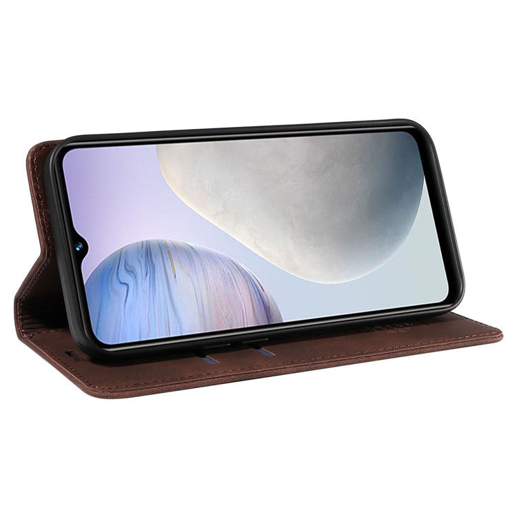 BETOPNICE 003 Leather Phone Case for vivo Y02 4G / Y11 (2023) / Y02A 4G , RFID Blocking Wallet Stand Cover - Brown