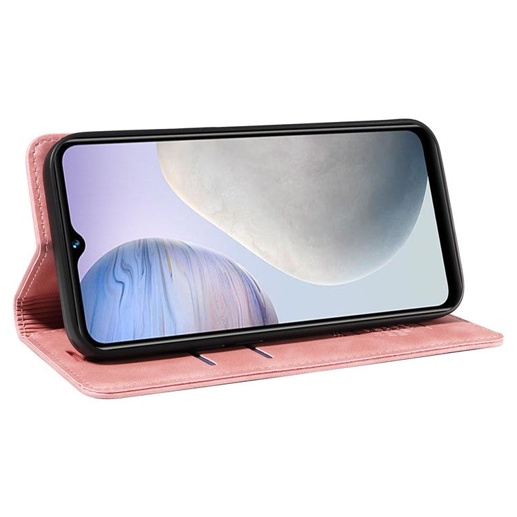 BETOPNICE 003 Leather Phone Case for vivo Y02 4G / Y11 (2023) / Y02A 4G , RFID Blocking Wallet Stand Cover - Pink