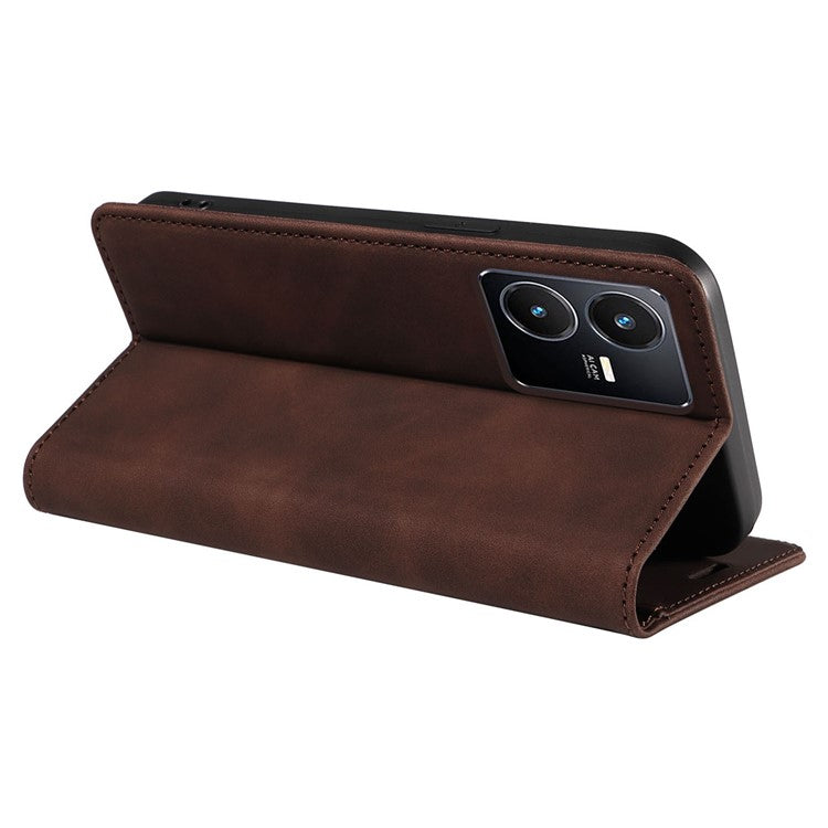 BETOPNICE 003 For vivo Y35 / Y22s 4G / Y22 4G RFID Blocking Cell Phone Cover Leather Wallet Stand Case - Brown