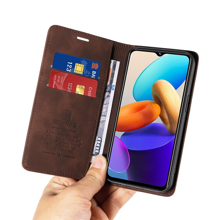 BETOPNICE 003 For vivo Y35 / Y22s 4G / Y22 4G RFID Blocking Cell Phone Cover Leather Wallet Stand Case - Brown