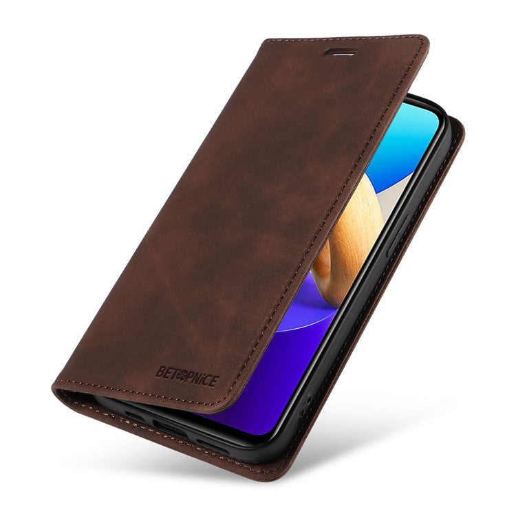 BETOPNICE 003 For vivo Y35 / Y22s 4G / Y22 4G RFID Blocking Cell Phone Cover Leather Wallet Stand Case - Brown