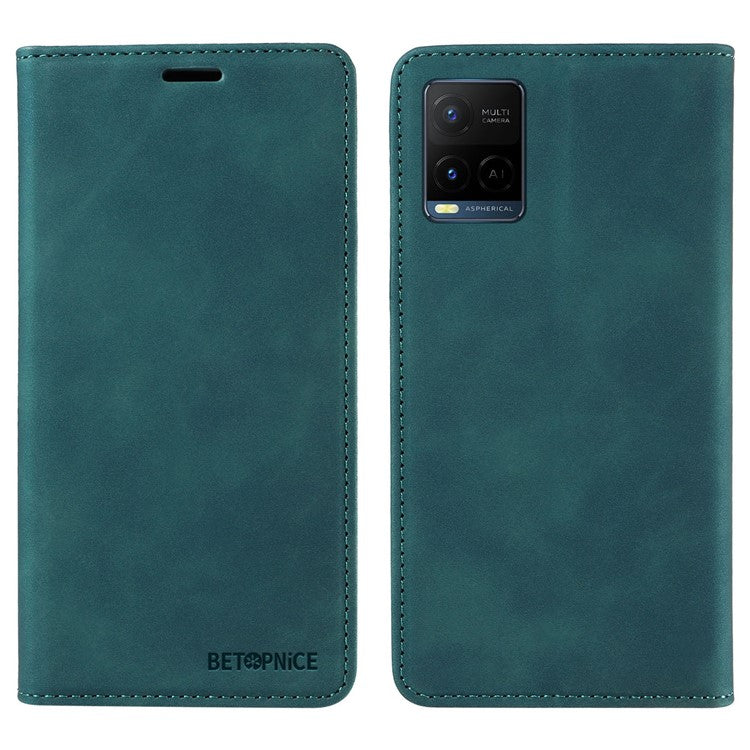 BETOPNICE 003 For vivo Y21 / Y21s / Y33s / Y32 4G / Y33t 4G Leather Wallet Phone Cover Flip Stand RFID Blocking Case - Green