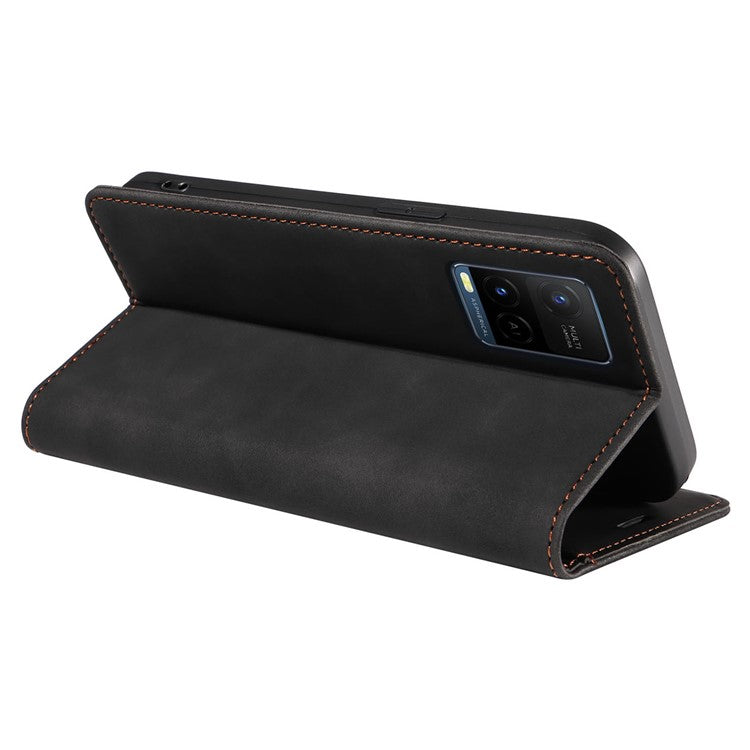 BETOPNICE 003 For vivo Y21 / Y21s / Y33s / Y32 4G / Y33t 4G Leather Wallet Phone Cover Flip Stand RFID Blocking Case - Black