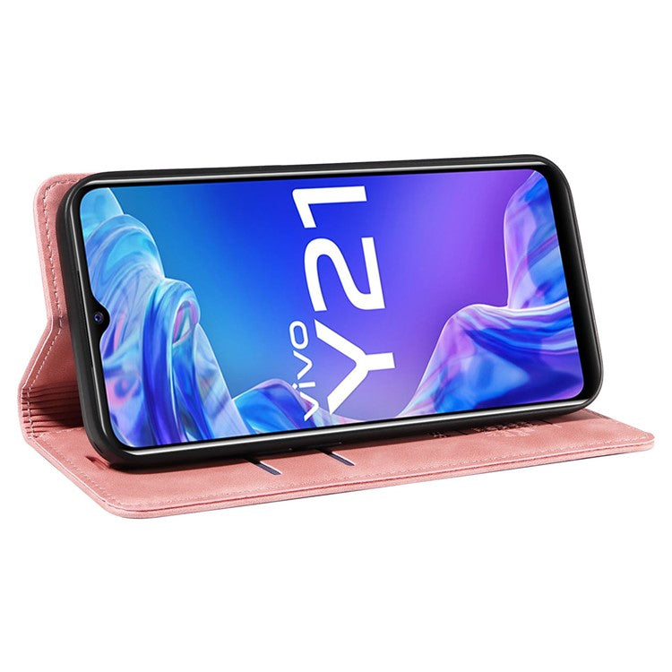 BETOPNICE 003 For vivo Y21 / Y21s / Y33s / Y32 4G / Y33t 4G Leather Wallet Phone Cover Flip Stand RFID Blocking Case - Pink