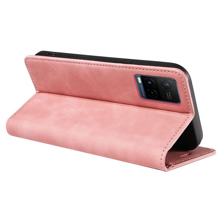 BETOPNICE 003 For vivo Y21 / Y21s / Y33s / Y32 4G / Y33t 4G Leather Wallet Phone Cover Flip Stand RFID Blocking Case - Pink