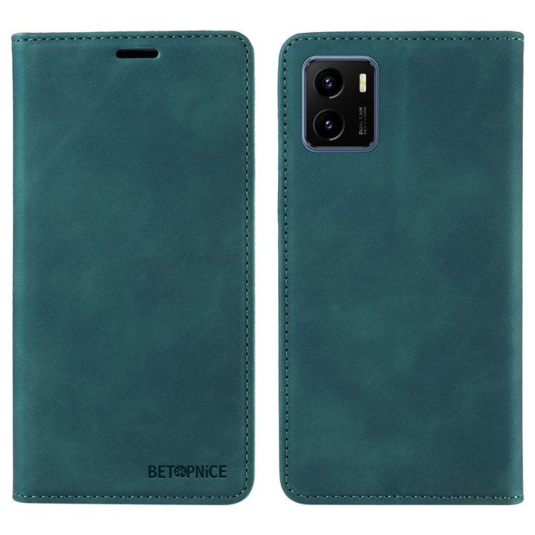 BETOPNICE 003 For vivo Y15a / Y15s 4G / Y10 / Y01 Phone Cover Leather Stand RFID Blocking Wallet Case - Green