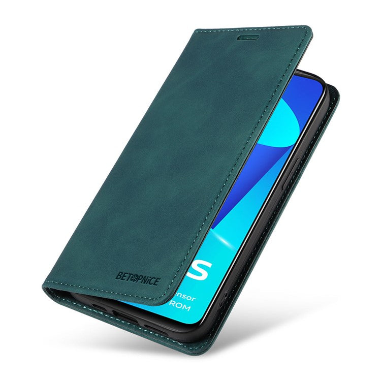 BETOPNICE 003 For vivo Y15a / Y15s 4G / Y10 / Y01 Phone Cover Leather Stand RFID Blocking Wallet Case - Green