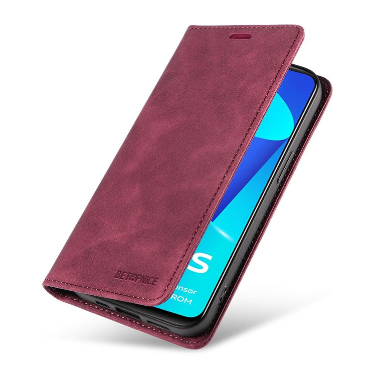 BETOPNICE 003 For vivo Y15a / Y15s 4G / Y10 / Y01 Phone Cover Leather Stand RFID Blocking Wallet Case - Red