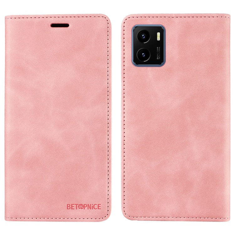 BETOPNICE 003 For vivo Y15a / Y15s 4G / Y10 / Y01 Phone Cover Leather Stand RFID Blocking Wallet Case - Pink