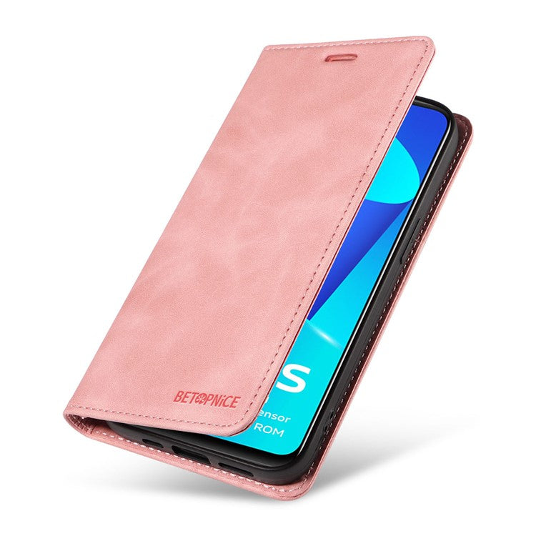 BETOPNICE 003 For vivo Y15a / Y15s 4G / Y10 / Y01 Phone Cover Leather Stand RFID Blocking Wallet Case - Pink