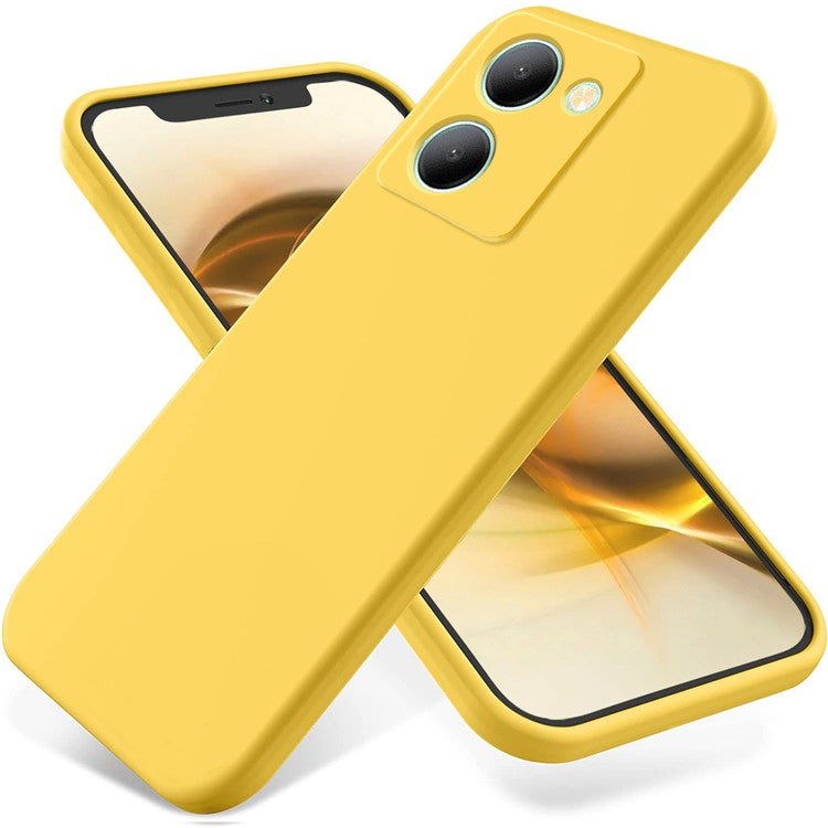 For vivo Y36 4G (Global) Soft Lining Liquid Silicone Phone Cover Anti-Dust Mobile Phone Case with Strap - Yellow