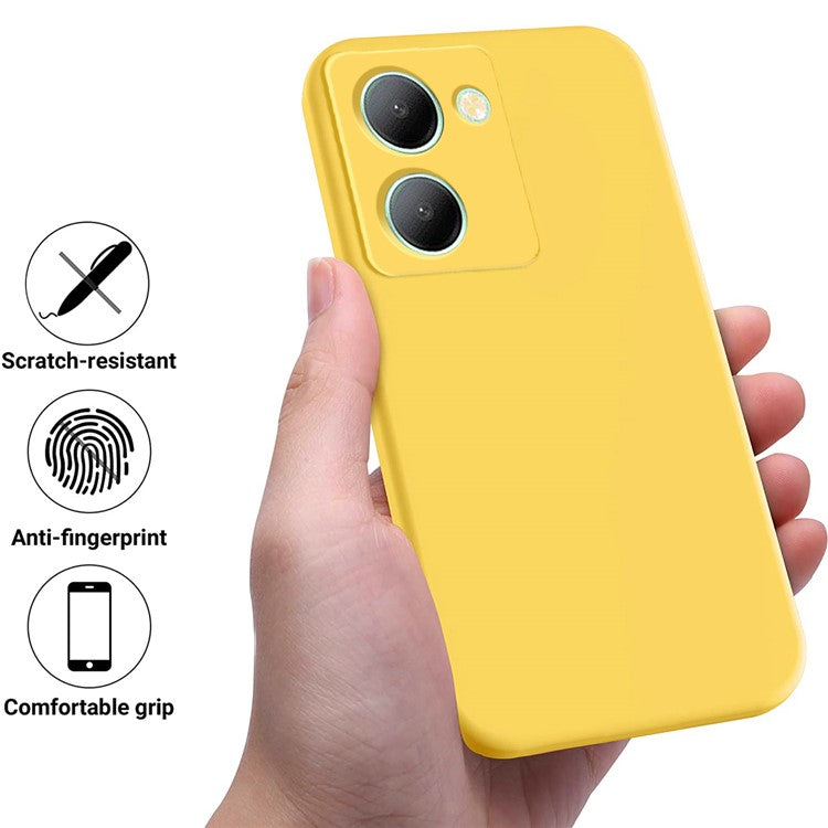 For vivo Y36 4G (Global) Soft Lining Liquid Silicone Phone Cover Anti-Dust Mobile Phone Case with Strap - Yellow