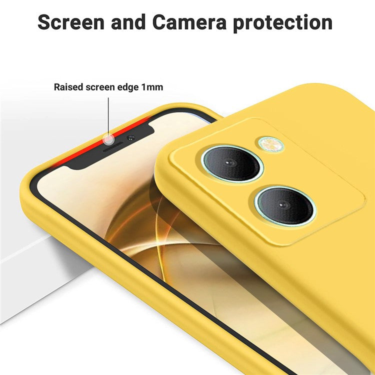 For vivo Y36 4G (Global) Soft Lining Liquid Silicone Phone Cover Anti-Dust Mobile Phone Case with Strap - Yellow