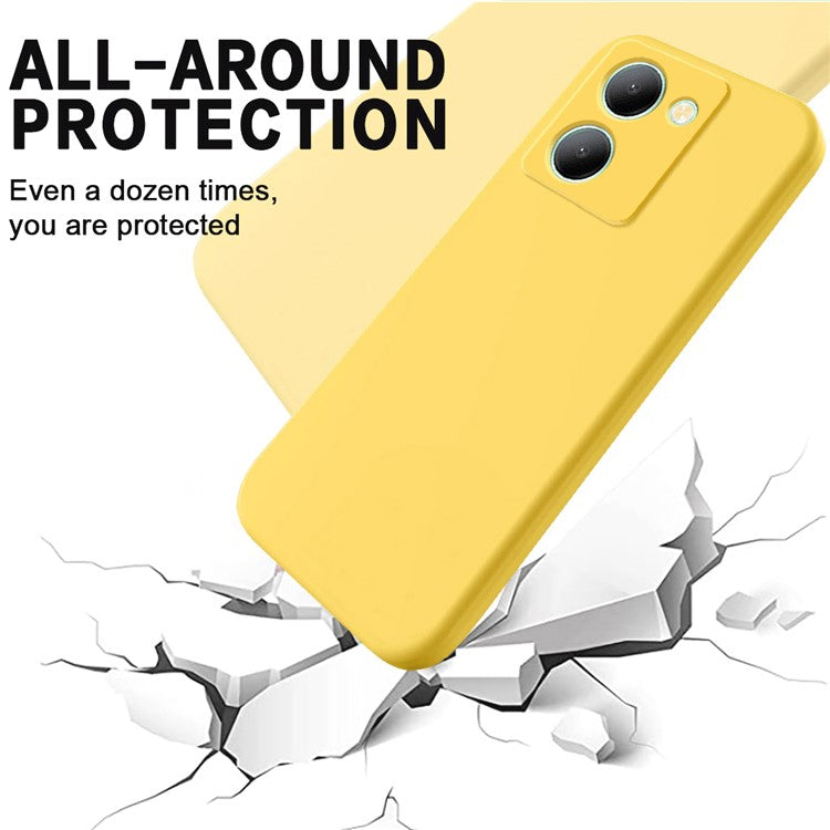 For vivo Y36 4G (Global) Soft Lining Liquid Silicone Phone Cover Anti-Dust Mobile Phone Case with Strap - Yellow