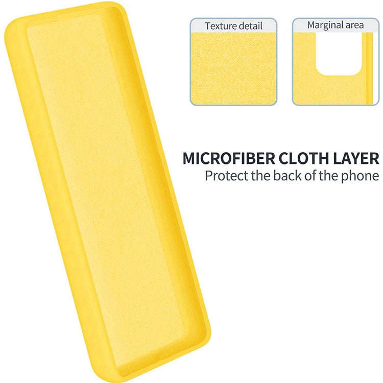 For vivo Y36 4G (Global) Soft Lining Liquid Silicone Phone Cover Anti-Dust Mobile Phone Case with Strap - Yellow