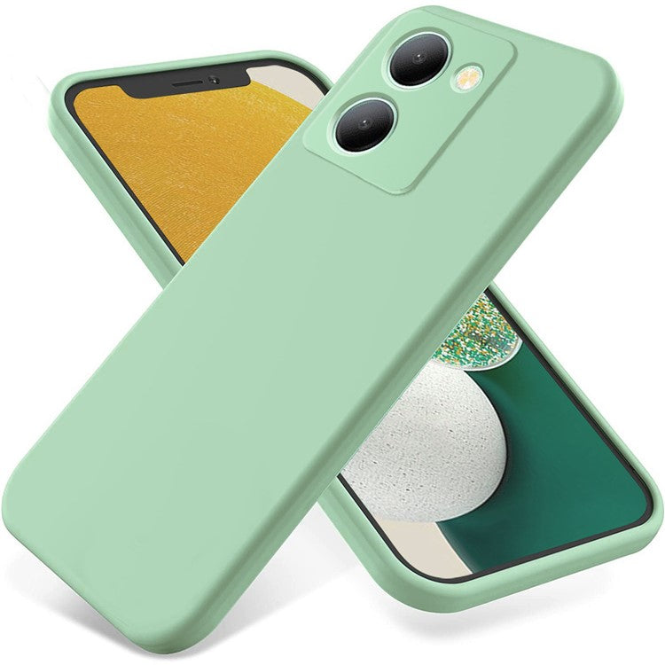 For vivo Y36 4G (Global) Soft Lining Liquid Silicone Phone Cover Anti-Dust Mobile Phone Case with Strap - Green