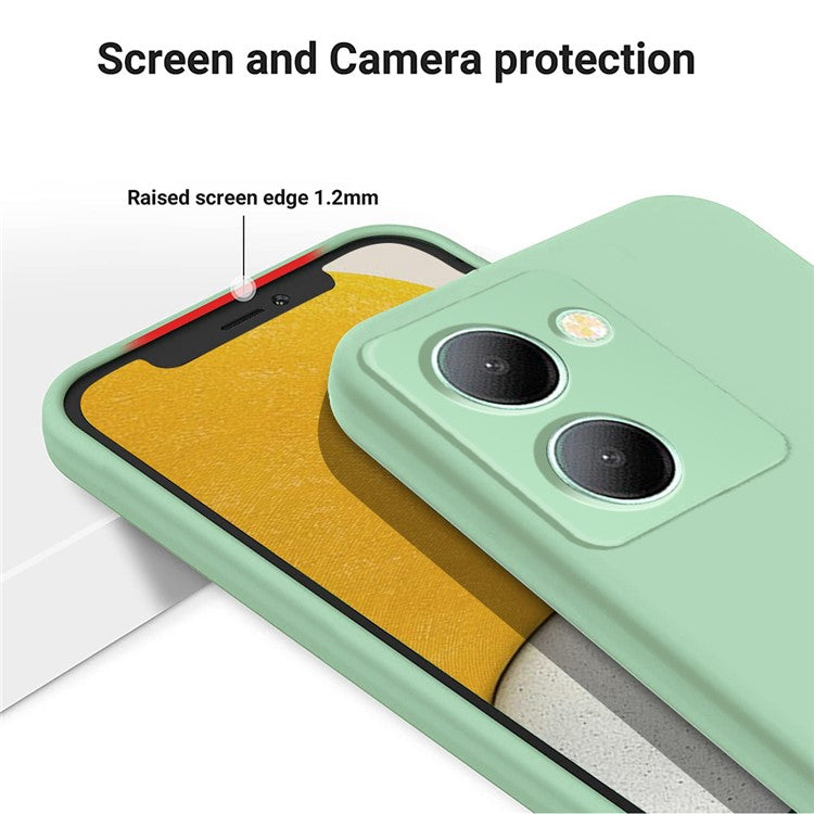 For vivo Y36 4G (Global) Soft Lining Liquid Silicone Phone Cover Anti-Dust Mobile Phone Case with Strap - Green