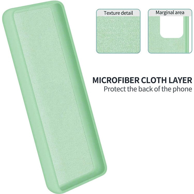 For vivo Y36 4G (Global) Soft Lining Liquid Silicone Phone Cover Anti-Dust Mobile Phone Case with Strap - Green