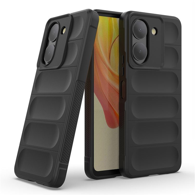 For vivo Y78 (China) 5G / Y36 4G (Global) Soft TPU Phone Case Anti-drop Rugged Phone Back Cover - Black