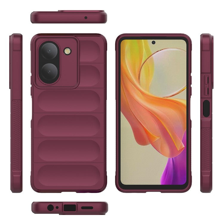 For vivo Y78 (China) 5G / Y36 4G (Global) Soft TPU Phone Case Anti-drop Rugged Phone Back Cover - Wine Red