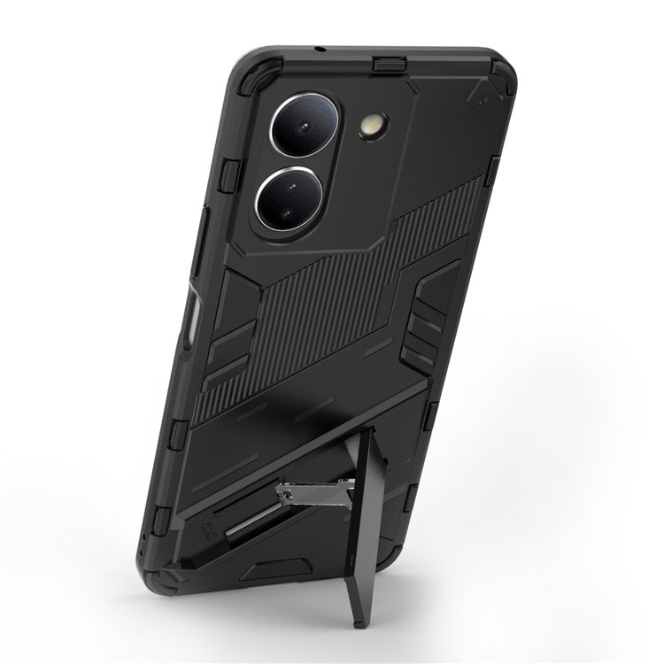 For vivo Y36 4G (Global) / Y78 (China) 5G Shockproof Phone Case Kickstand PC+TPU Phone Cover - Black