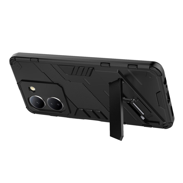 For vivo Y36 4G (Global) / Y78 (China) 5G Shockproof Phone Case Kickstand PC+TPU Phone Cover - Black