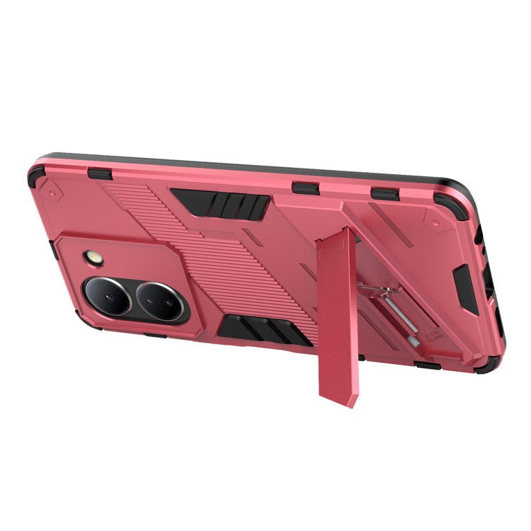 For vivo Y36 4G (Global) / Y78 (China) 5G Shockproof Phone Case Kickstand PC+TPU Phone Cover - Rose