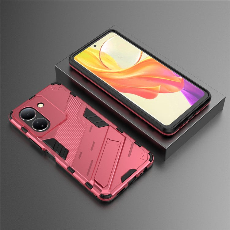 For vivo Y36 4G (Global) / Y78 (China) 5G Shockproof Phone Case Kickstand PC+TPU Phone Cover - Rose