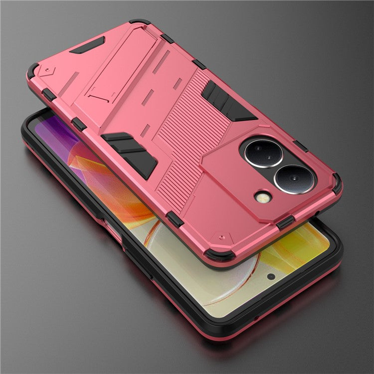 For vivo Y36 4G (Global) / Y78 (China) 5G Shockproof Phone Case Kickstand PC+TPU Phone Cover - Rose