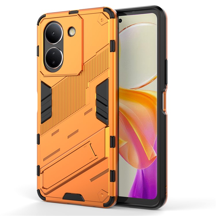 For vivo Y36 4G (Global) / Y78 (China) 5G Shockproof Phone Case Kickstand PC+TPU Phone Cover - Orange