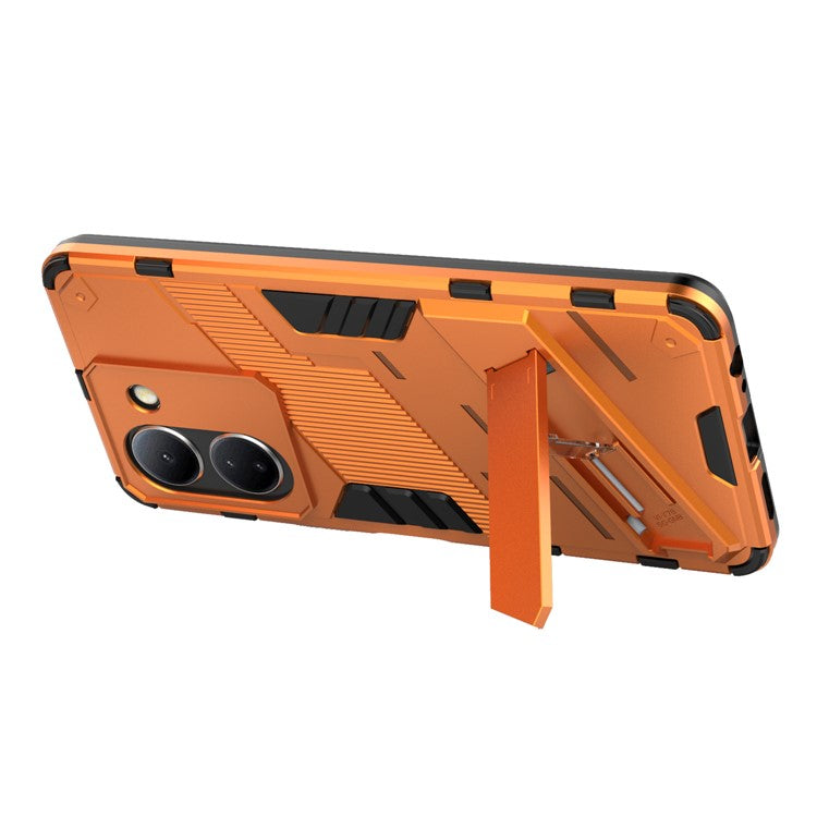 For vivo Y36 4G (Global) / Y78 (China) 5G Shockproof Phone Case Kickstand PC+TPU Phone Cover - Orange