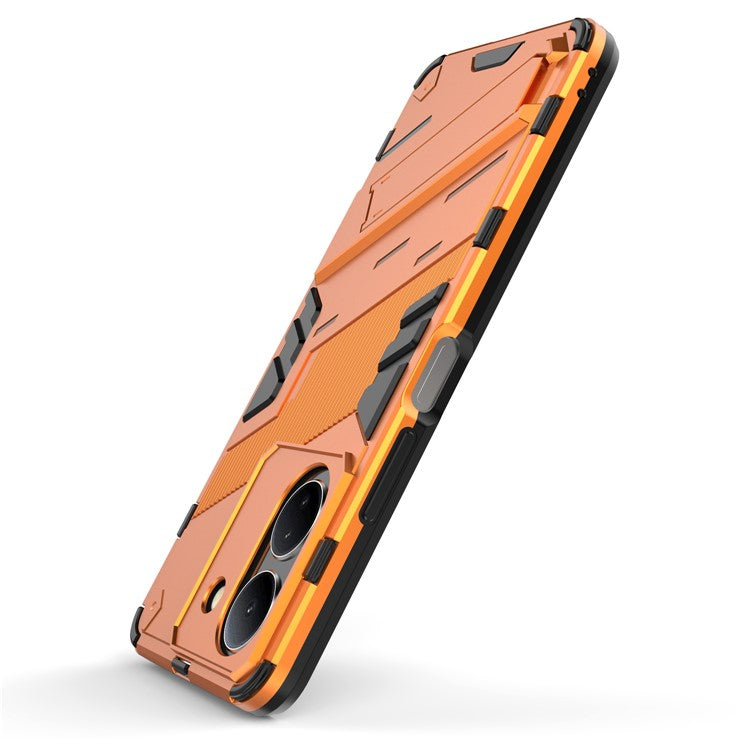 For vivo Y36 4G (Global) / Y78 (China) 5G Shockproof Phone Case Kickstand PC+TPU Phone Cover - Orange