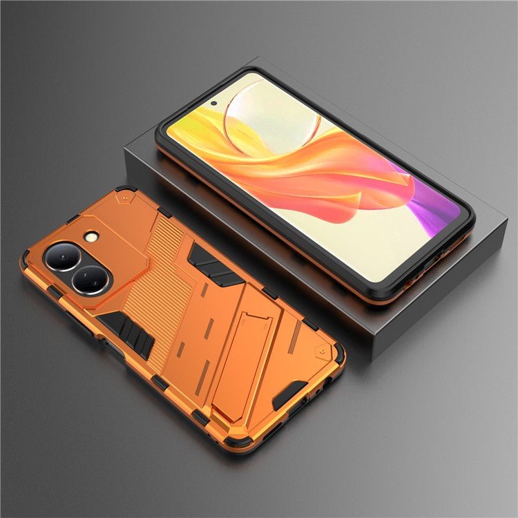 For vivo Y36 4G (Global) / Y78 (China) 5G Shockproof Phone Case Kickstand PC+TPU Phone Cover - Orange