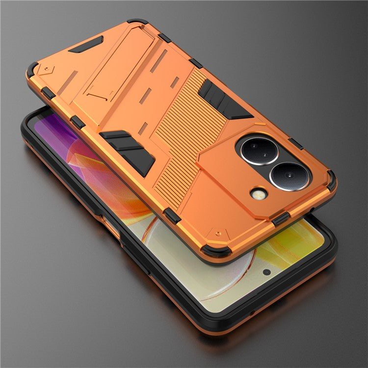 For vivo Y36 4G (Global) / Y78 (China) 5G Shockproof Phone Case Kickstand PC+TPU Phone Cover - Orange