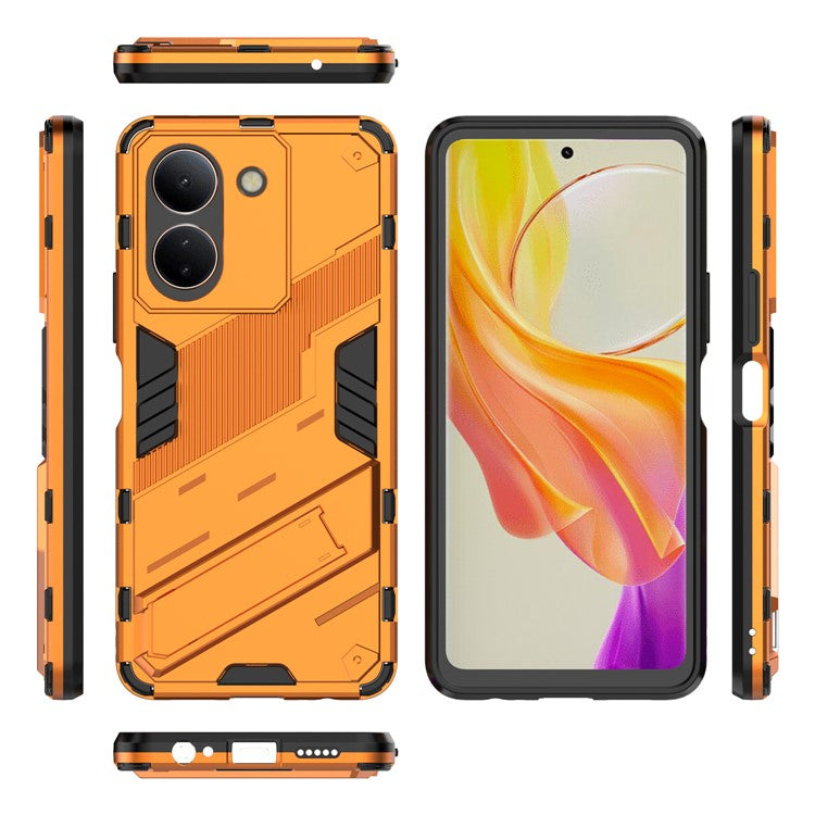 For vivo Y36 4G (Global) / Y78 (China) 5G Shockproof Phone Case Kickstand PC+TPU Phone Cover - Orange