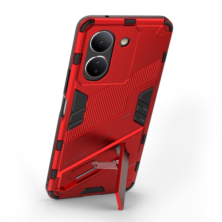 For vivo Y36 4G (Global) / Y78 (China) 5G Shockproof Phone Case Kickstand PC+TPU Phone Cover - Red