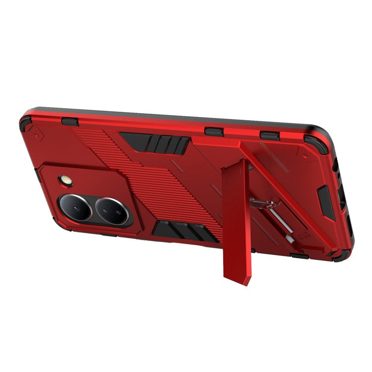 For vivo Y36 4G (Global) / Y78 (China) 5G Shockproof Phone Case Kickstand PC+TPU Phone Cover - Red