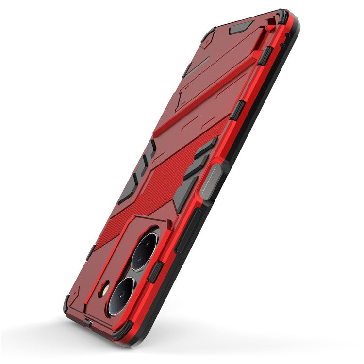 For vivo Y36 4G (Global) / Y78 (China) 5G Shockproof Phone Case Kickstand PC+TPU Phone Cover - Red